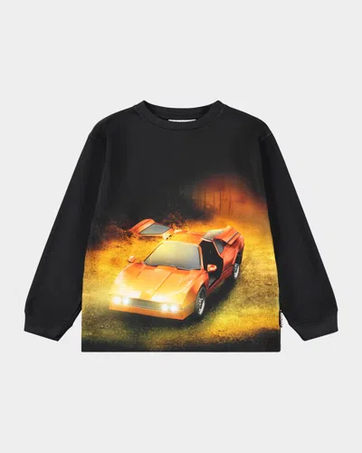 Molo Kids' Boy's Rube Graphic-print Sweatshirt In Brown