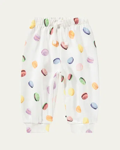 Molo Kids' Boy's Simeon Embroidered Jogger Pants In White