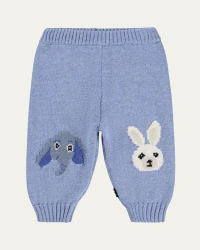 Molo Kids' Boy's Sol Cotton & Wool Knit Trousers In Blue