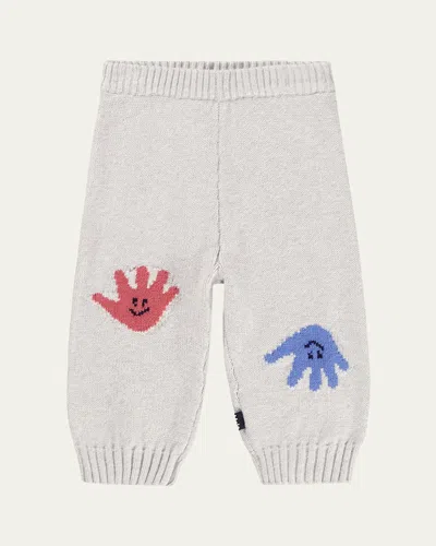 Molo Kids' Boy's Sol Cotton & Wool Knit Trousers In White