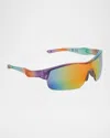 Molo Boy's Surf Plastic Shield Sunglasses In Faded Colours