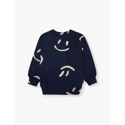 Molo Kids' Monti Smiley Face-print Sweatshirt In Blue