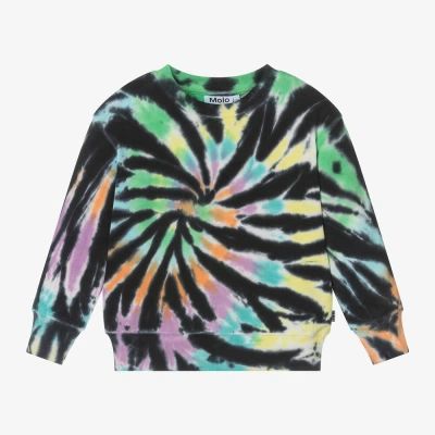 Molo Kids' Memphis Tie-dye Organic Cotton Sweatshirt In Black