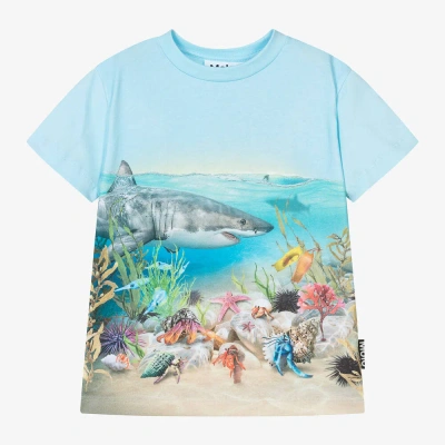 Molo Babies' Boys Blue Cotton Sea Creatures T-shirt