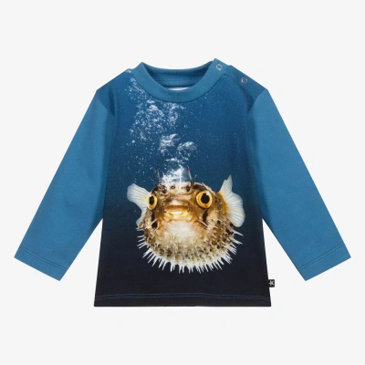 Molo Babies' Boys Blue Organic Cotton Fish Top