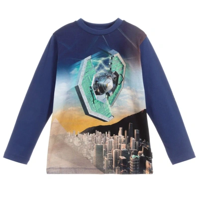 Molo Babies' Boys Blue Space Organic Cotton Top