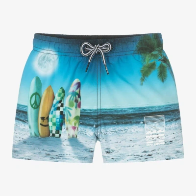 Molo Kids' Boys Blue Surf Print Swim Shorts (upf50+)