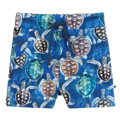 Molo Babies' Boys Blue Turtles Jersey Shorts