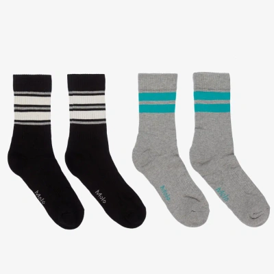 Molo Babies' Boys Grey & Black Socks (2 Pack)