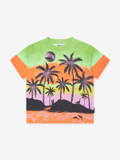 Molo Babies'  Boys Island Print T-shirt In Orange