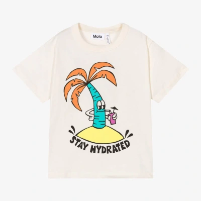 Molo Kids' Boys Ivory Cotton Palm Tree T-shirt