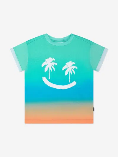 Molo Kids' Randon Printed Cotton T-shirt In Blue