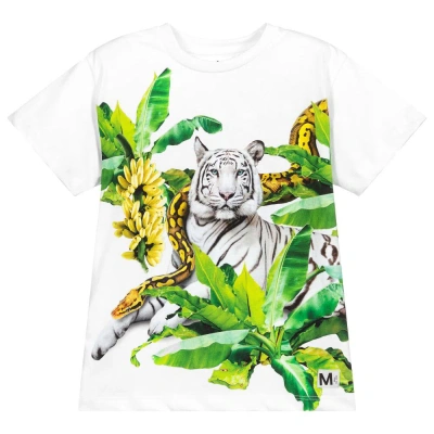 Molo Babies' Boys Organic Cotton Tiger T-shirt In White