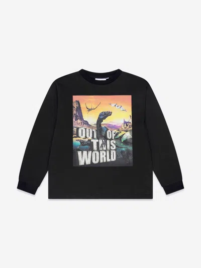 Molo Kids' Boys Strange World Long Sleeve T-shirt In Black