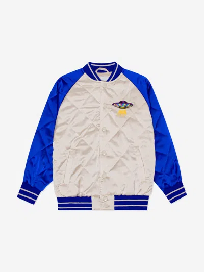 Molo Kids' Haru Two-tone Quilted Bomber Jacket In Blue