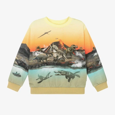 Molo Kids' Boys Yellow Cotton Dinosaur Sweatshirt