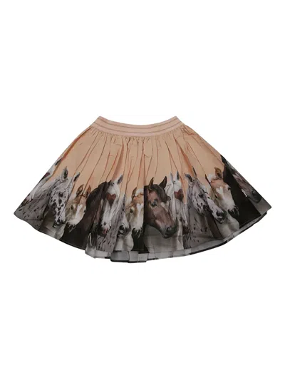 Molo Kids' Brenda Horse-print Skirt In Neutral