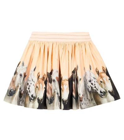 Molo Kids' Brenda Printed Ruffled Cotton Skirt In Group Of Hearts