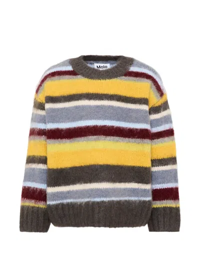 Molo Kids' Brian Striped Knitted Sweater In Yellow