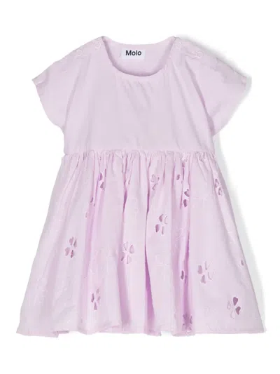 Molo Babies' Broderie-anglaise Organic-cotton Dress In Purple