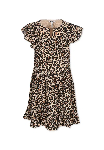 MOLO BROWN DRESS FOR GIRL WITH SPOTTED PRINT
