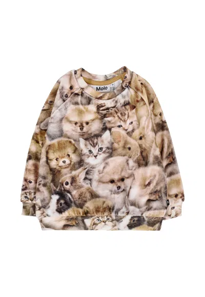Molo Brown Sweatshirt For Baby Girlwith Animals
