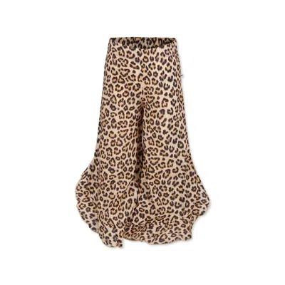 Molo Kids' Animal Print Pants In Brown