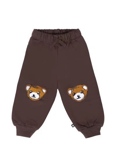 Molo Brown Trousers For Babykids With Bear In Black