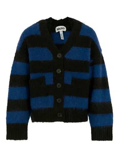 Molo Brutus Striped Cardigan In Blue