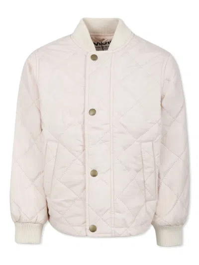 Molo Kids' Button-up Bomber Jacket In Neutrals