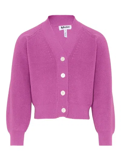 Molo Kids' Buttoned Cardigan In Pink