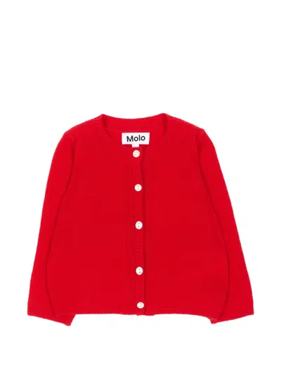 Molo Babies' Button-up Wool Cardigan In Red