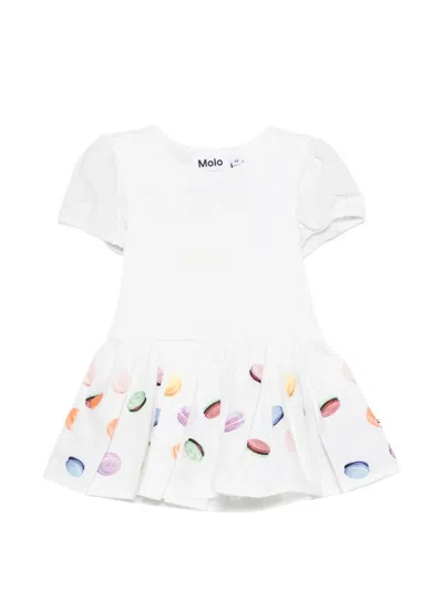 Molo Babies' Caitlin Ruffled Macaron-print Dress In White