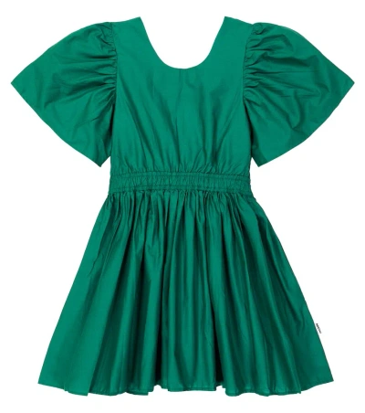 Molo Kids' Cally Organic Cotton Flared Dress In Green