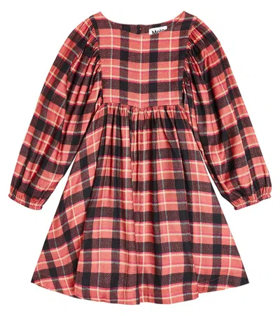 Molo Kids' Caly Checked Cotton-blend Dress In Pink