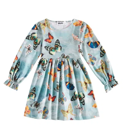 Molo Kids' Camie Printed Cotton-blend Dress In Blue