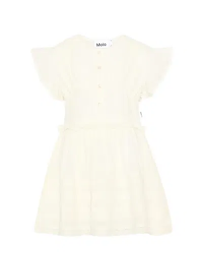 Molo Kids' Carmelia Ruffled Lace-trim Dress In White