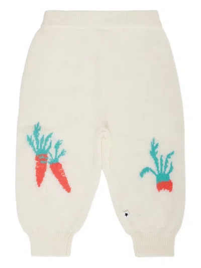Molo Kids' Carrot-intarsia Knitted Trousers In White