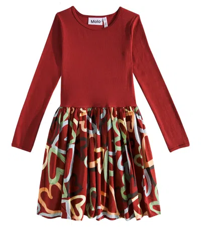 Molo Kids' Casie Printed Cotton-blend Dress In Red