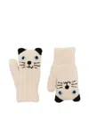 Molo Cat-face Ribbed Mittens In Neutral