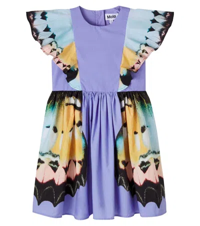 Molo Kids' Caty Printed Cotton Dress In Purple