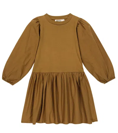 Molo Kids' Cece Cotton Dress In Earthy