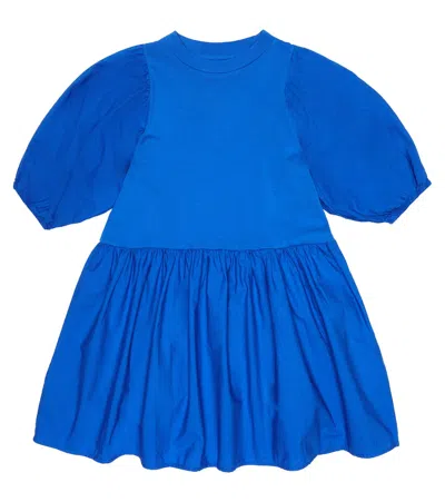 Molo Kids' Cece Cotton Dress In Lapis Blue
