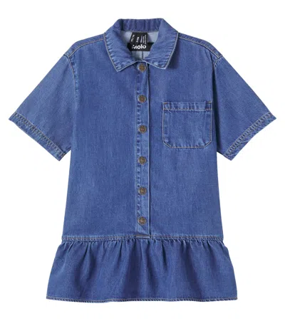 Molo Kids' Celise Denim Dress In Blue
