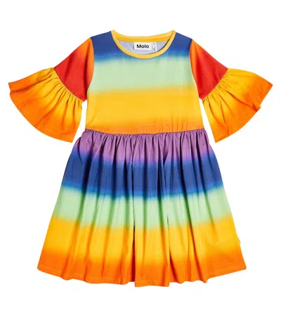 Molo Kids' Chasity Printed Cotton Dress In Rainbow Spray