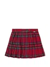Molo Check-pattern Pleated Skirt In Red