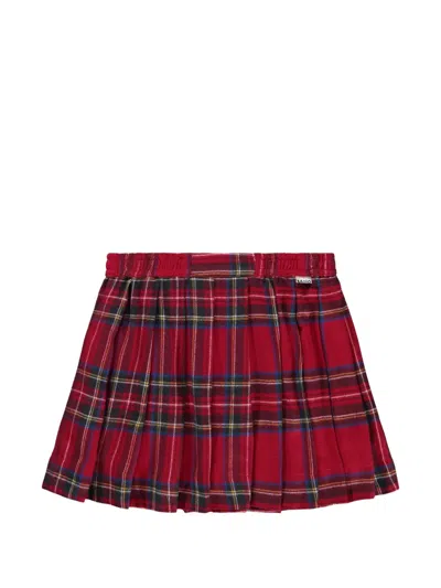 Molo Kids' Check-pattern Pleated Skirt In Red