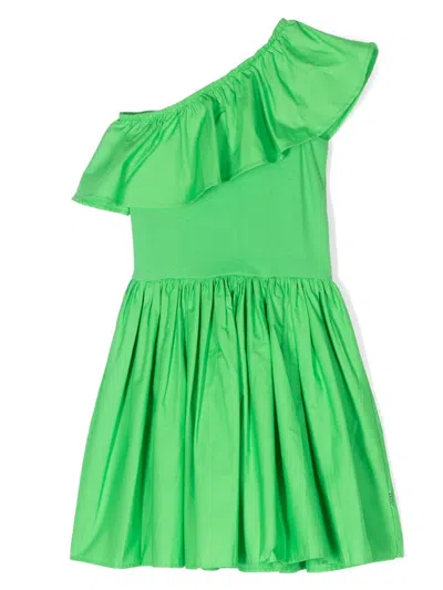 Molo Kids' Chloey One-shoulder Dress In Green