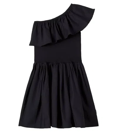 Molo Kids' Chloey Ruffled Cotton-blend Dress In Black