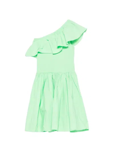 Molo Kids' Chloey Ruffled One-shoulder Dress In Green